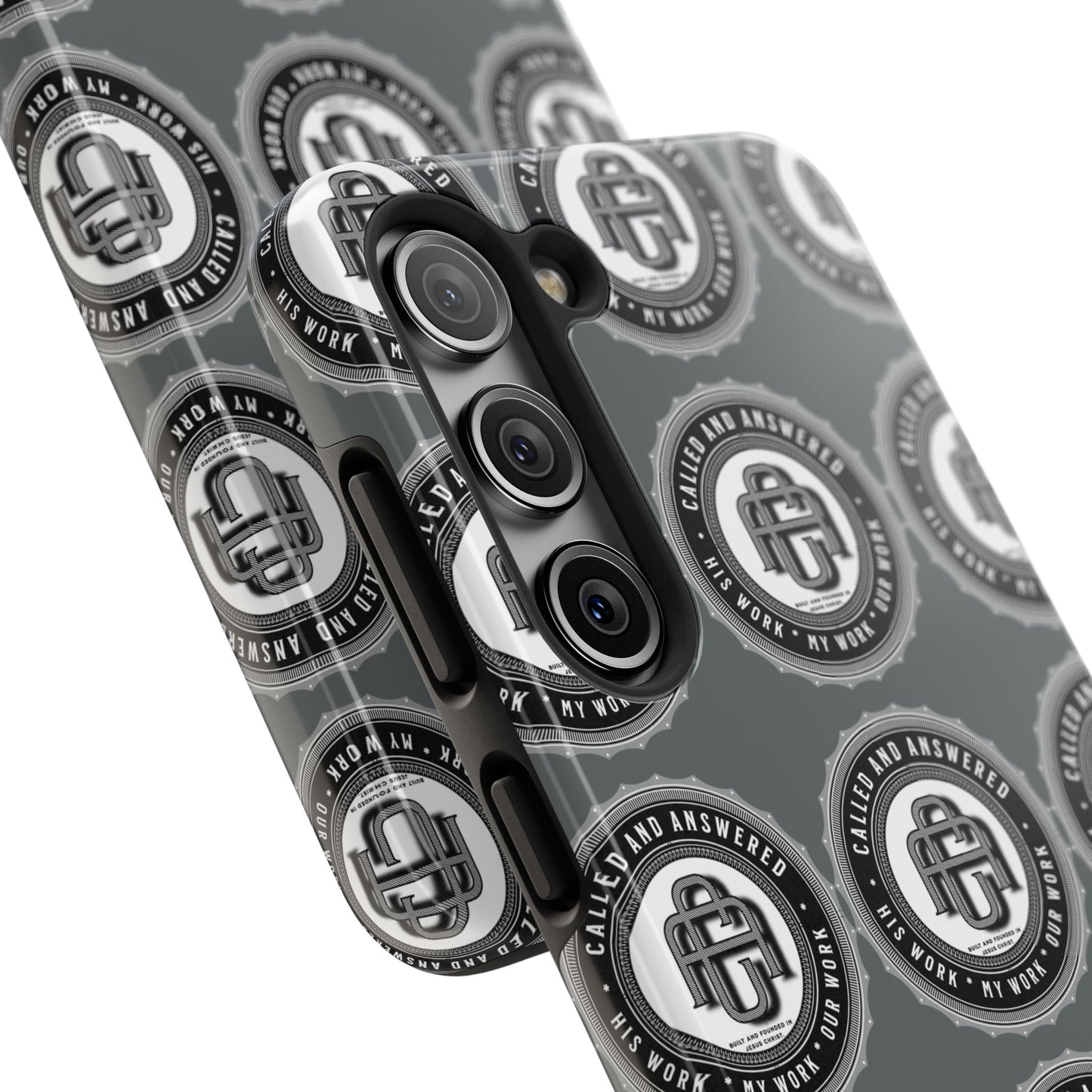 His Work: Tough Phone Cases with Cool Emblem Design
