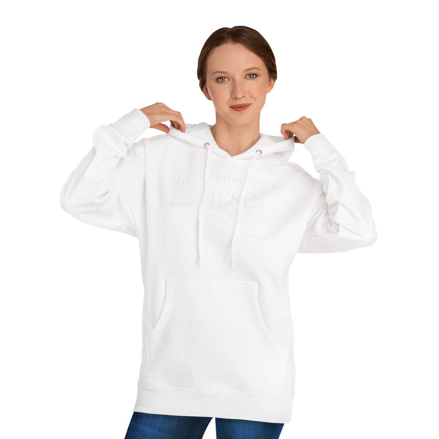 'She Is Strong' Hoodie — Psalm 46:5 Faith Hooded Sweatshirt