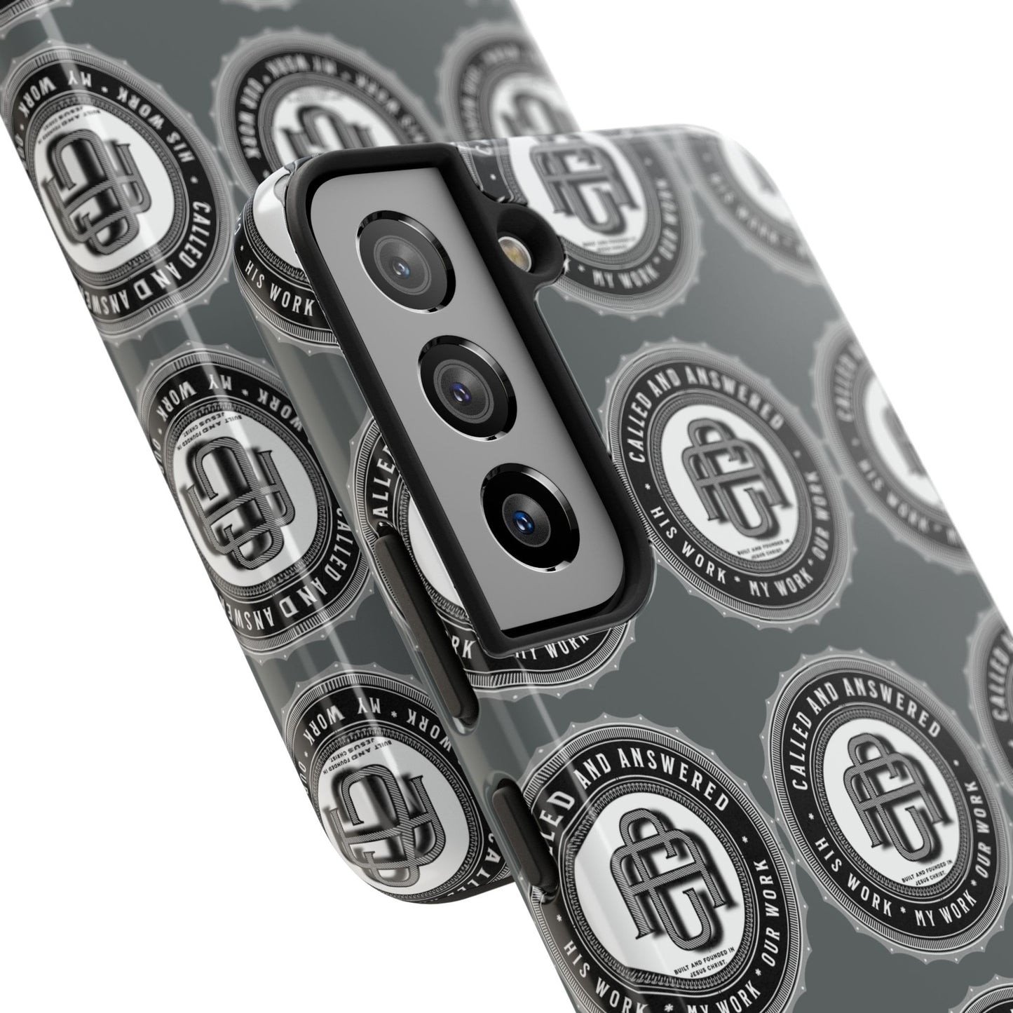 His Work: Tough Phone Cases with Cool Emblem Design