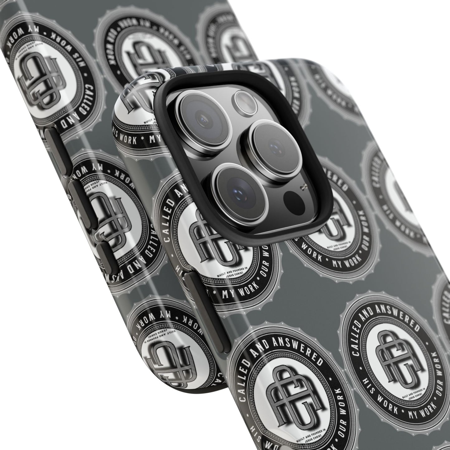 His Work: Tough Phone Cases with Cool Emblem Design