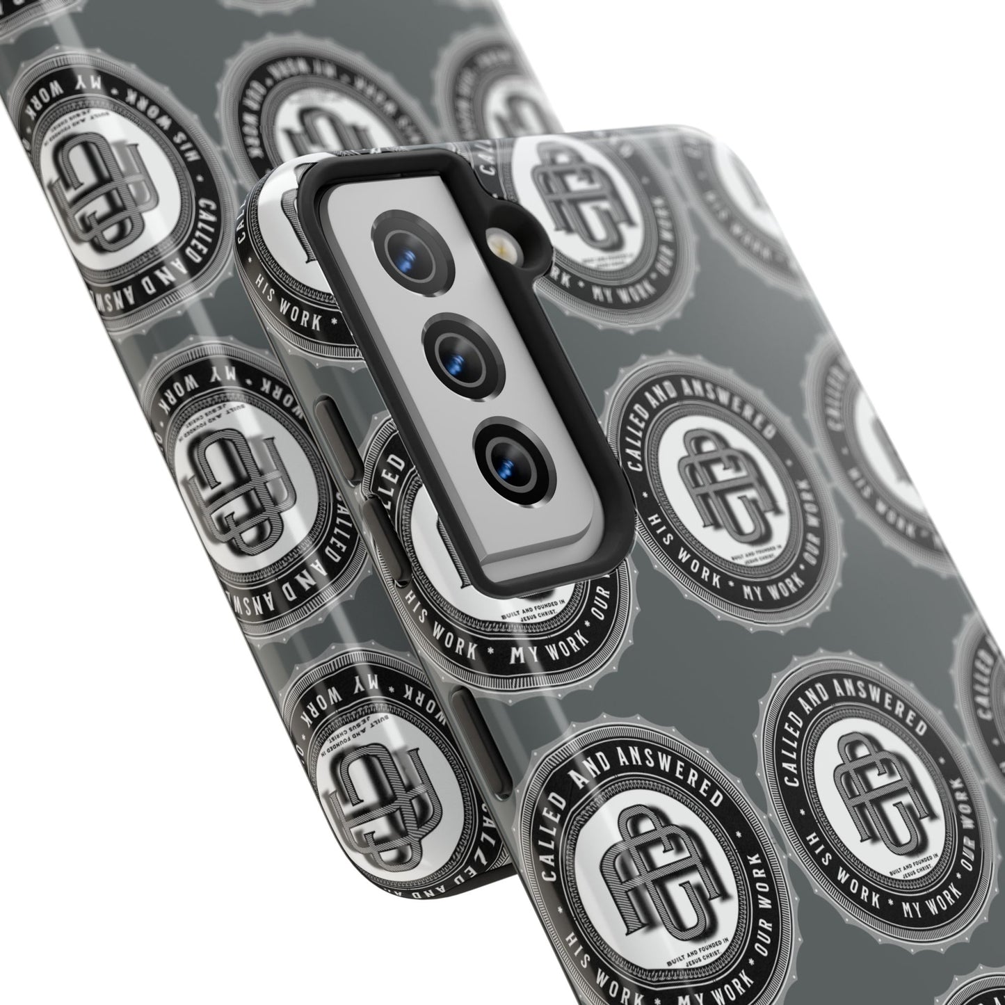 His Work: Tough Phone Cases with Cool Emblem Design