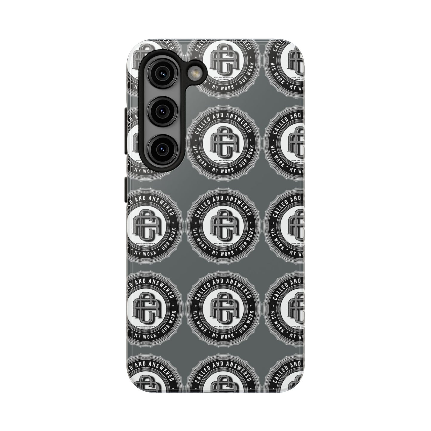His Work: Tough Phone Cases with Cool Emblem Design
