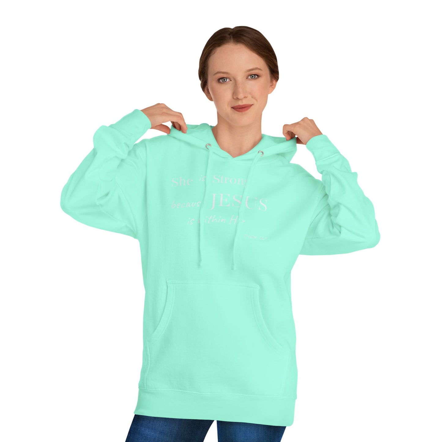 'She Is Strong' Hoodie — Psalm 46:5 Faith Hooded Sweatshirt
