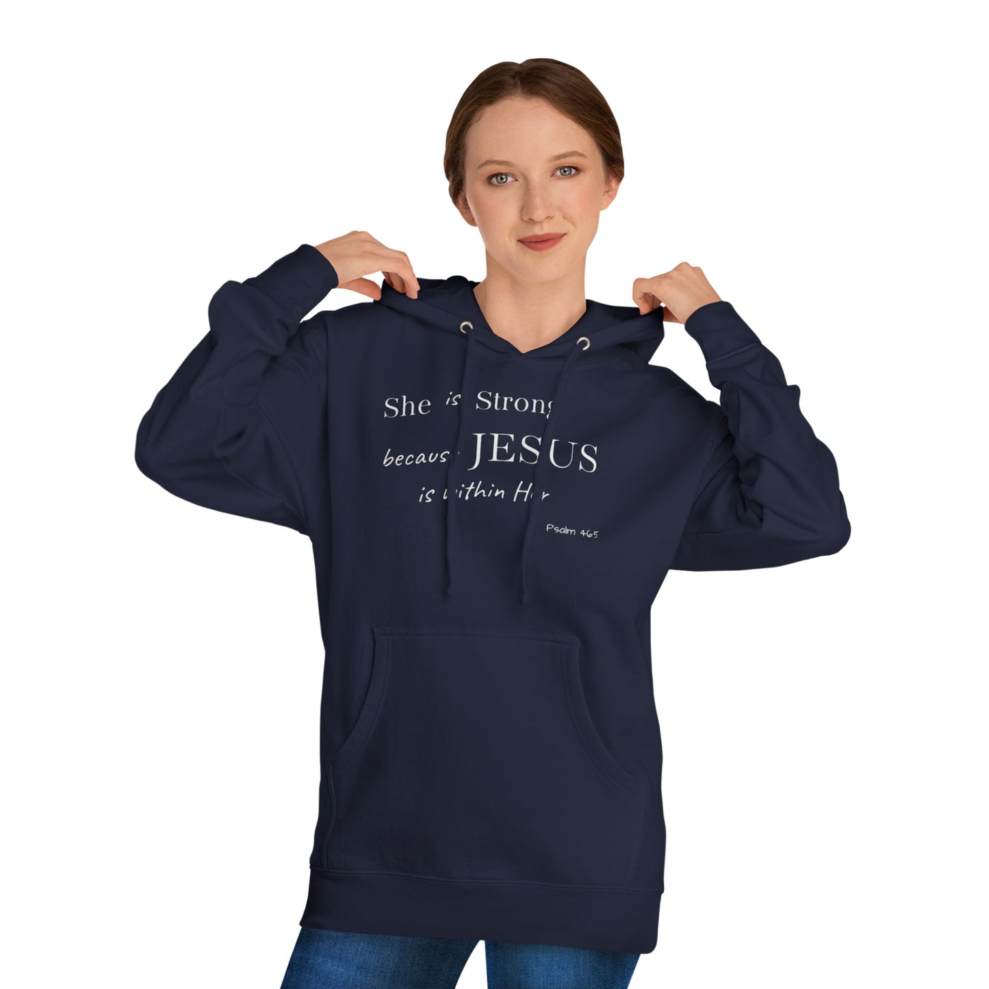 'She Is Strong' Hoodie — Psalm 46:5 Faith Hooded Sweatshirt