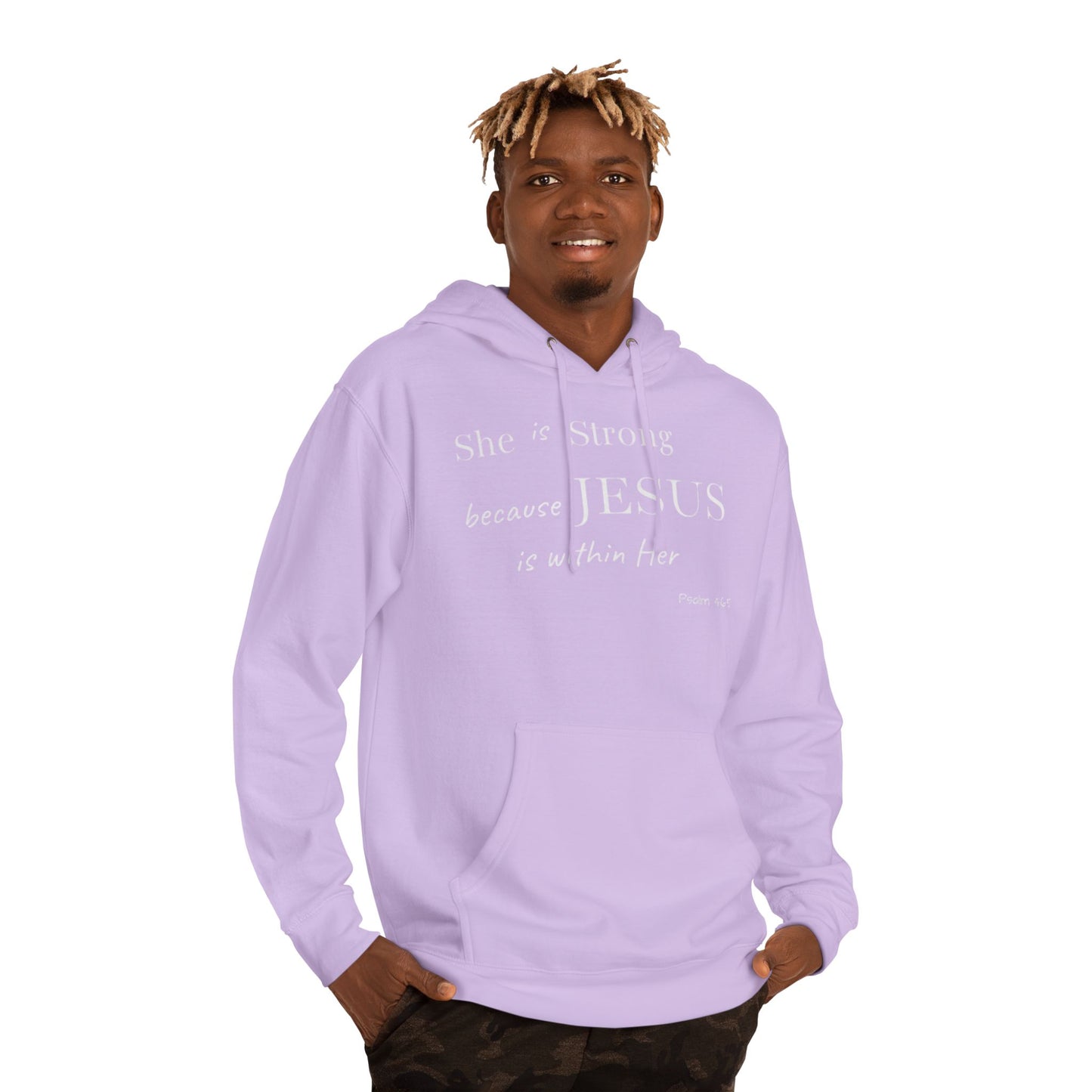'She Is Strong' Hoodie — Psalm 46:5 Faith Hooded Sweatshirt