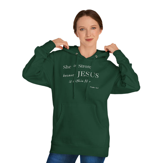 'She Is Strong' Hoodie — Psalm 46:5 Faith Hooded Sweatshirt