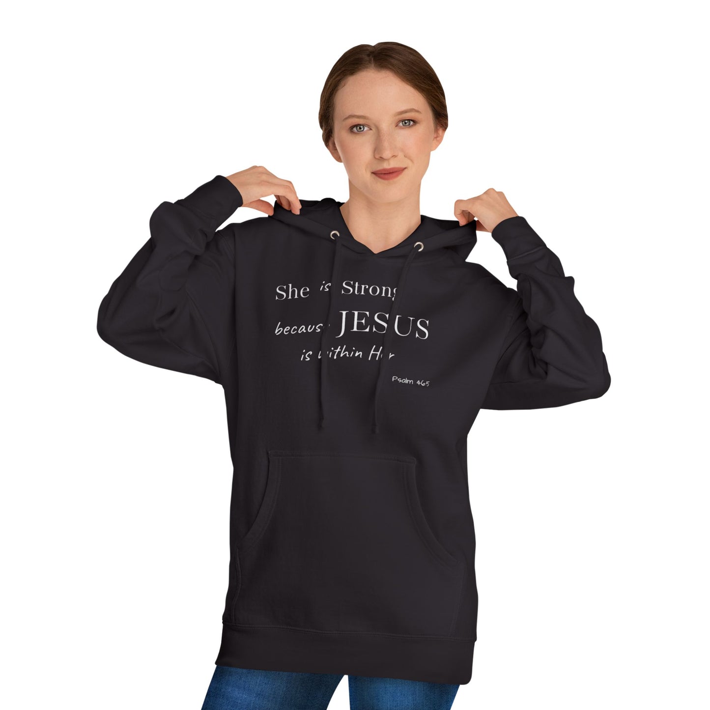 'She Is Strong' Hoodie — Psalm 46:5 Faith Hooded Sweatshirt